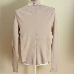 Pink Wool Ribbed Long Sleeve Sweater